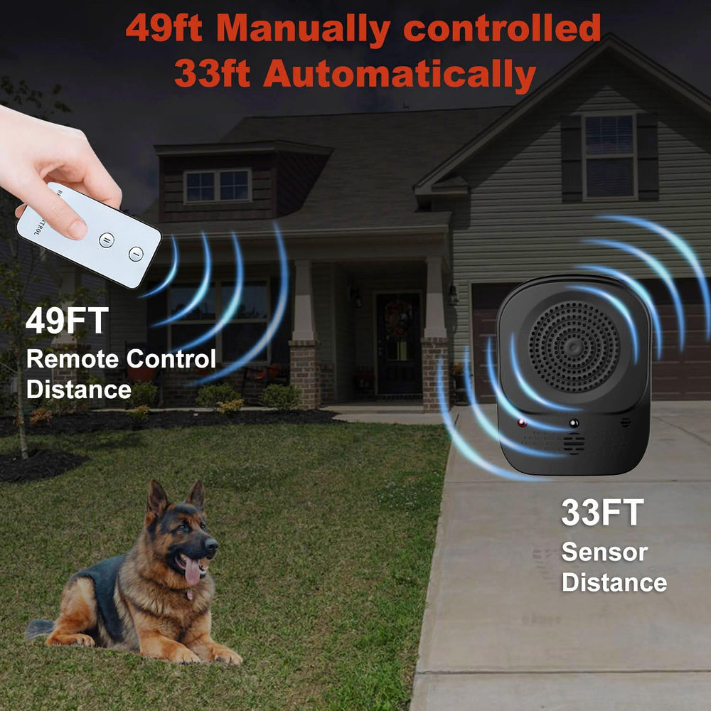 Zigzagmars ultrasonic bark deterrent remote highlights targeted training use.