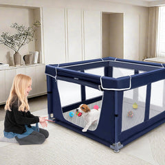 Zikopomi dog playpen assembled structure demonstrates sturdy 600D fabric and pipes.