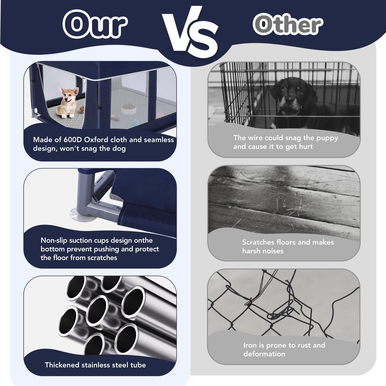 Zikopomi dog playpen breathable mesh view emphasizes visibility and supervision.