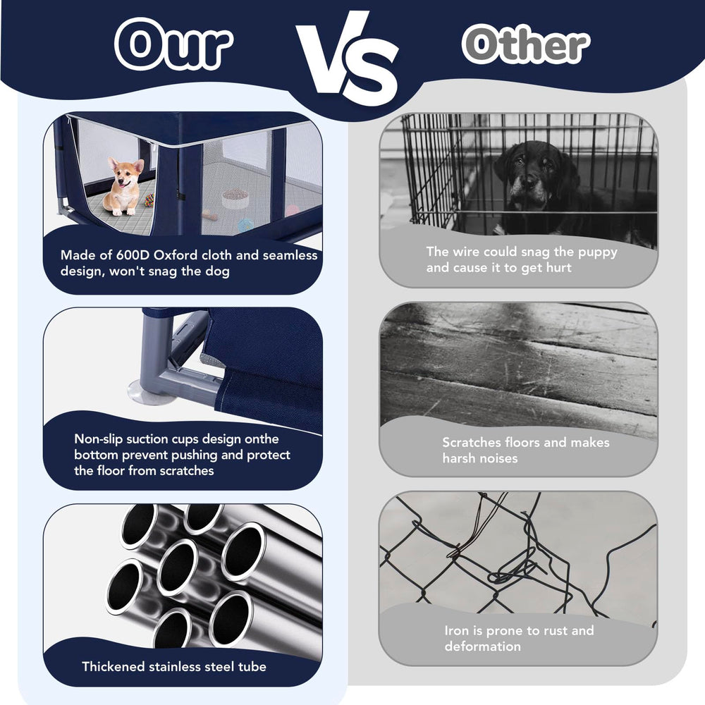 Zikopomi dog playpen breathable mesh view emphasizes visibility and supervision.