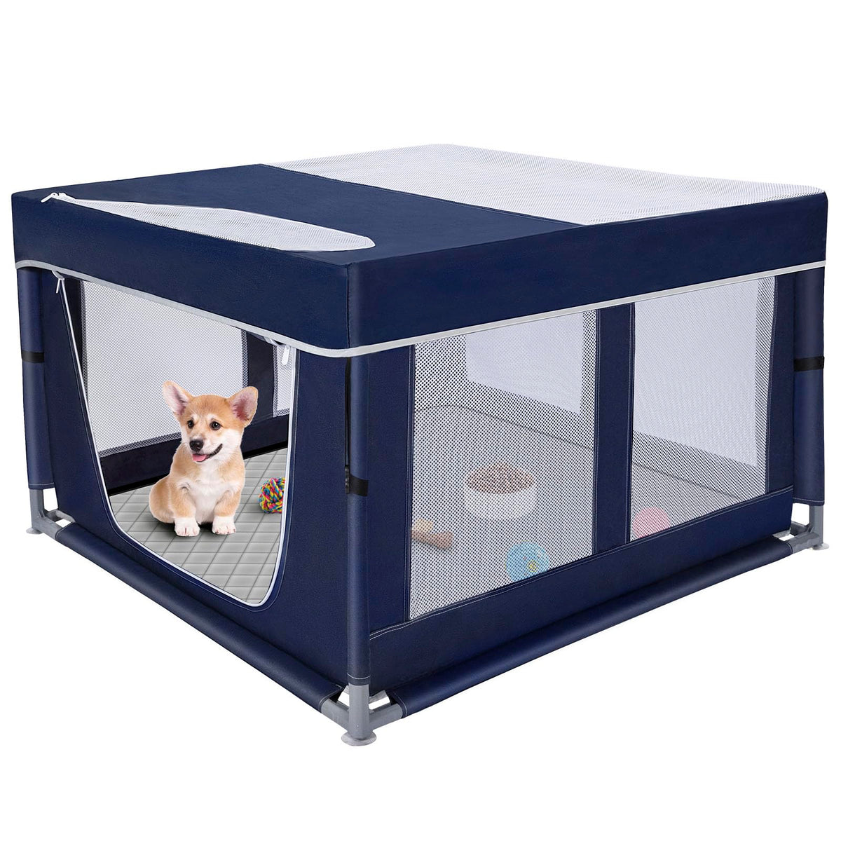 Zikopomi dog playpen outside view shows sturdy 25-inch height for containment.