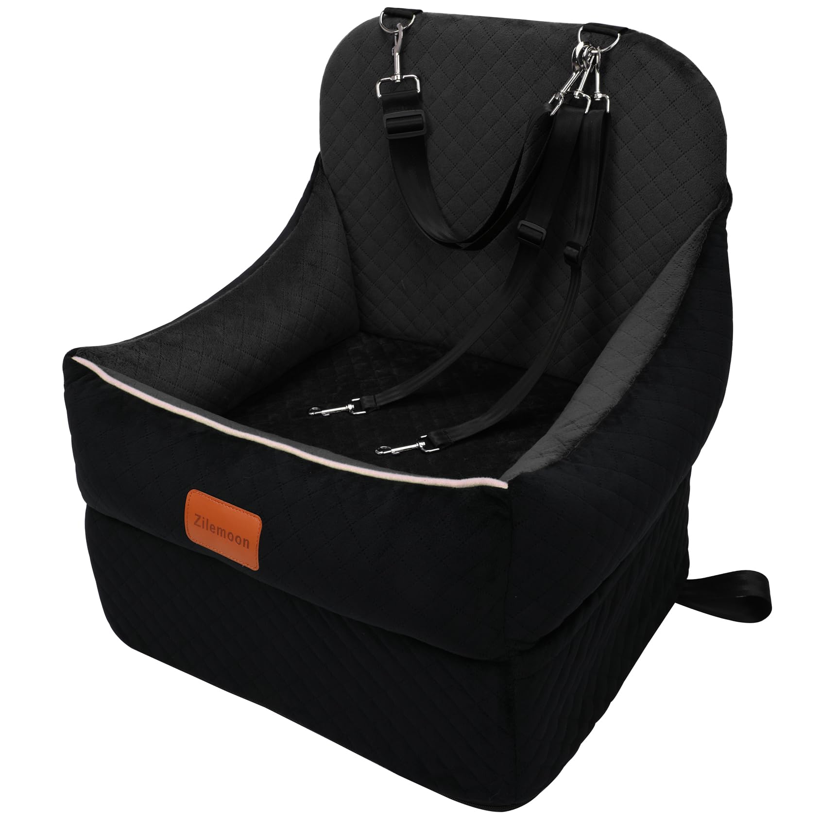 Zilemoon Car Dog Booster Seat Lookout-Black front view elevated for small dogs