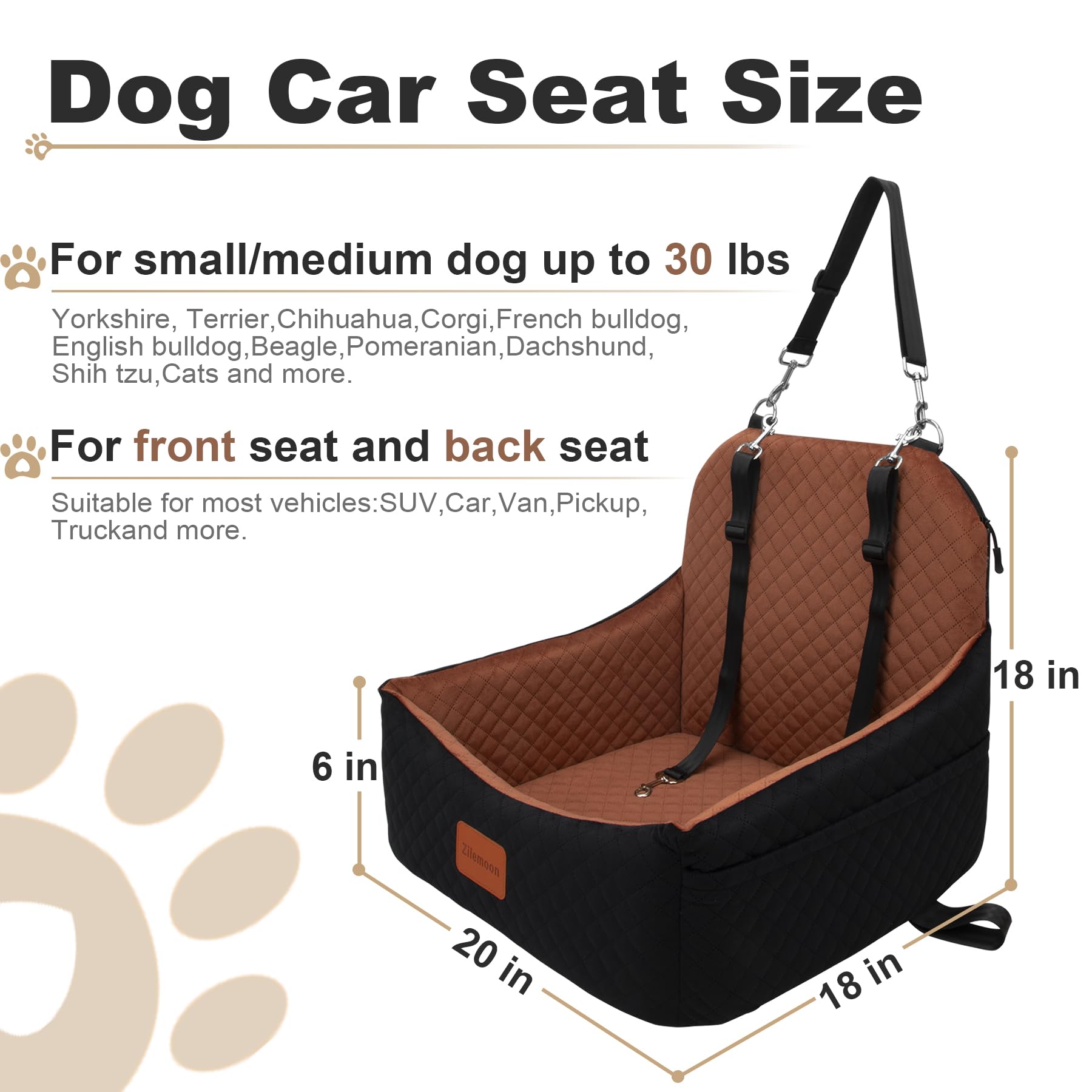 Zilemoon memory foam padding provides supportive, comfortable rides for small dogs.