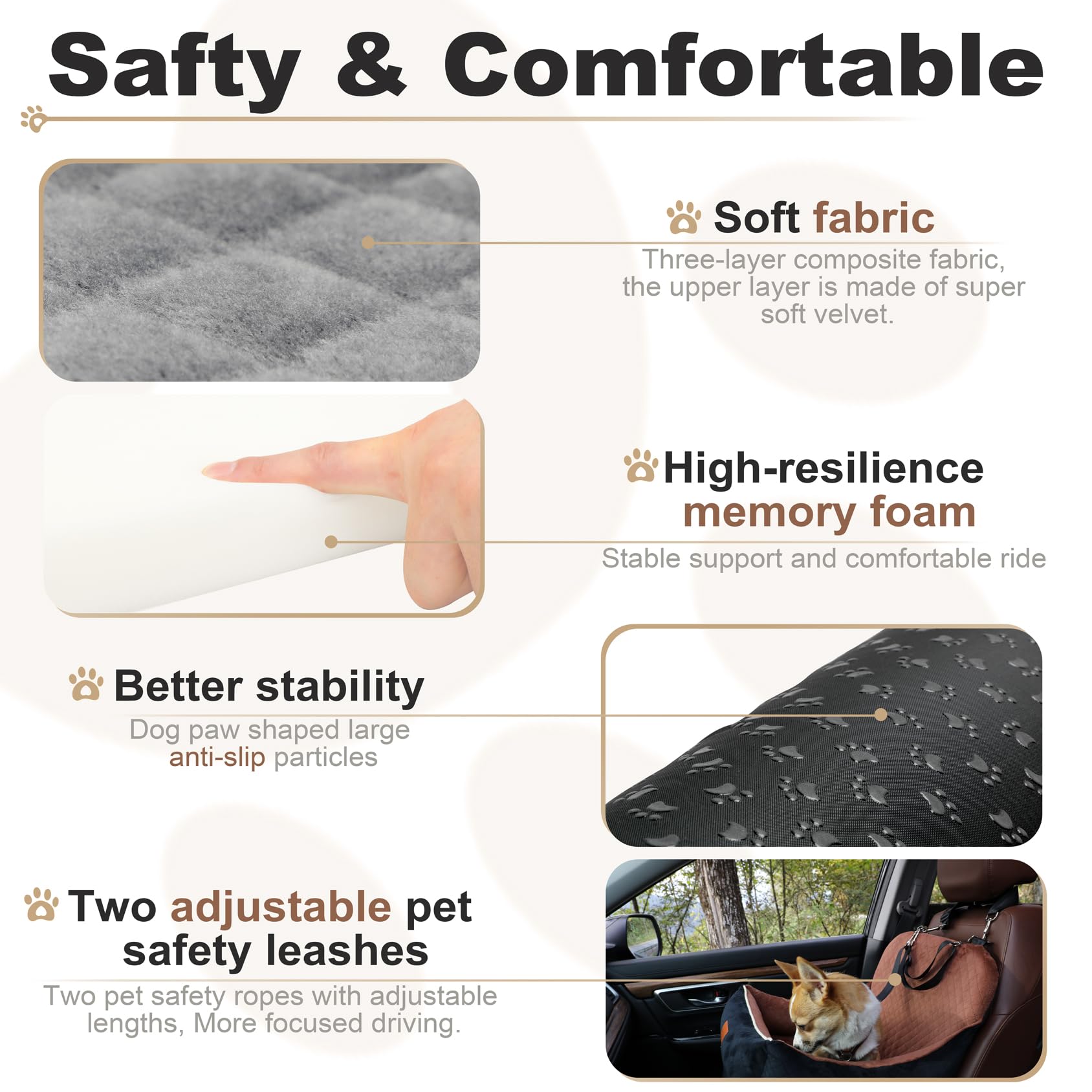 Zilemoon dog booster seat with storage pockets—side organizers for snacks and toys.