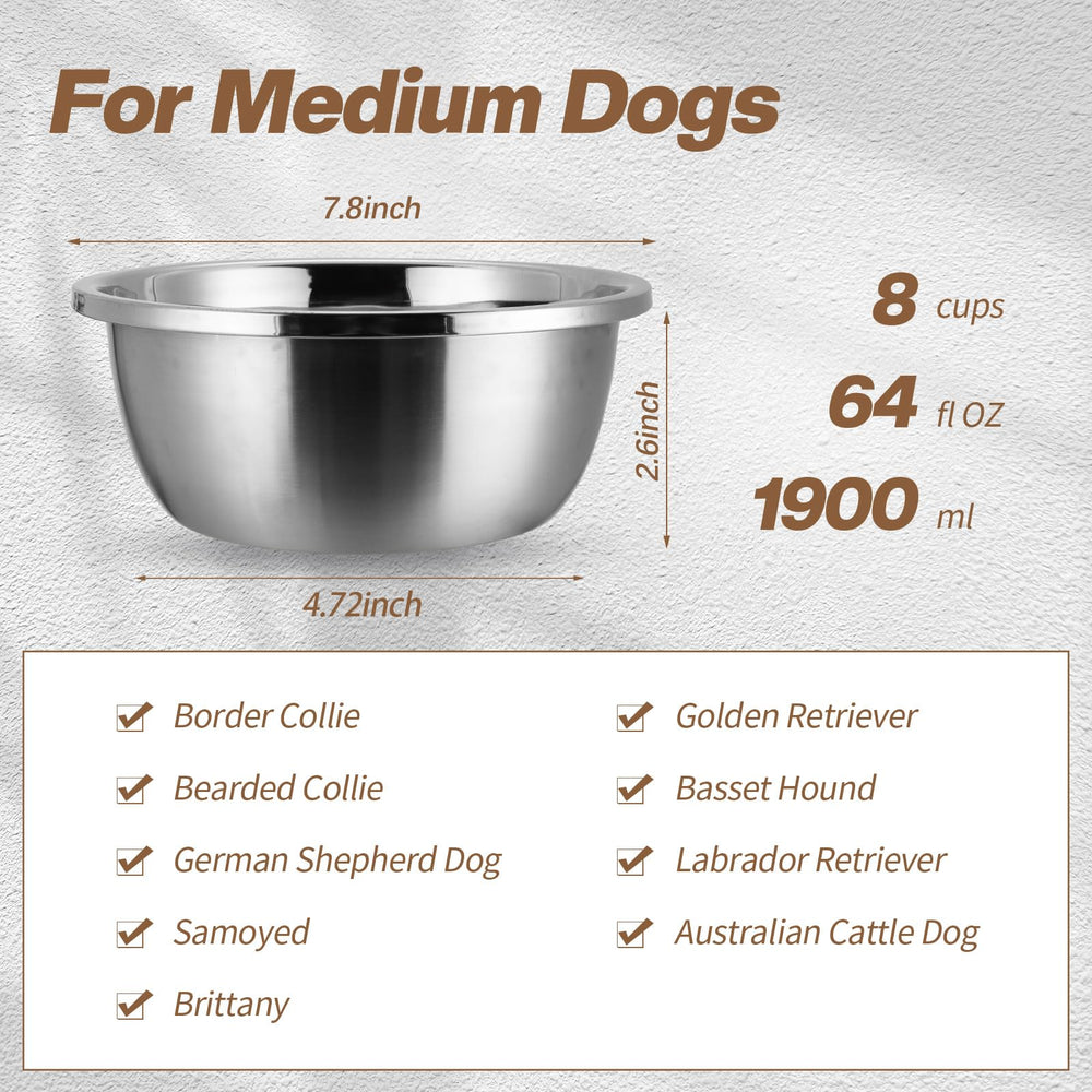 Ziliny stainless steel dog bowls pack demonstrates rust-resistant construction and dishwasher-safe convenience.