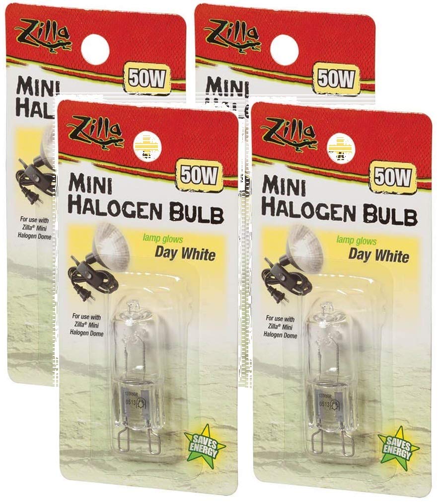 Zilla 4-pack mini halogen bulbs deliver radiant heat and daylight for reptile terrariums