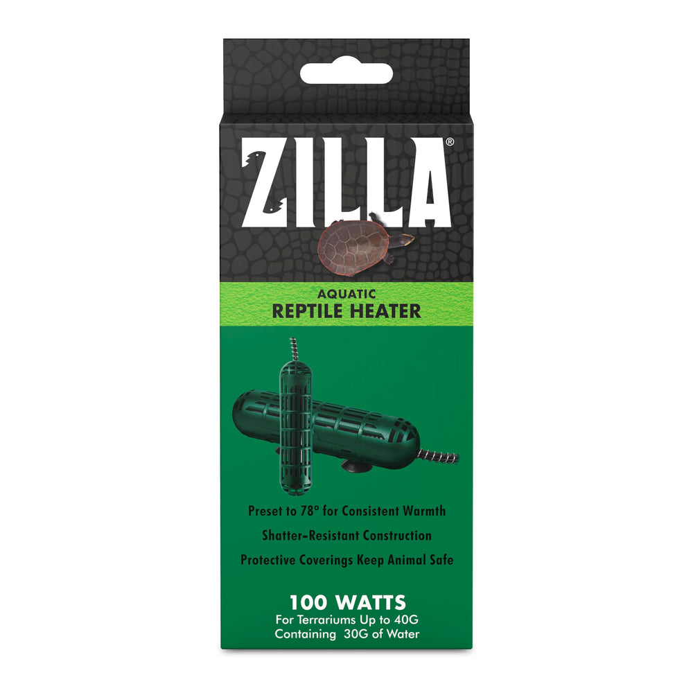 Zilla Aquatic Reptile Heater inside terrarium maintains warm, stable conditions.