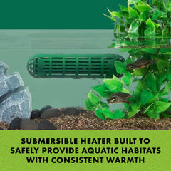 Zilla Aquatic Reptile Heater being installed with suction cups for secure placement.