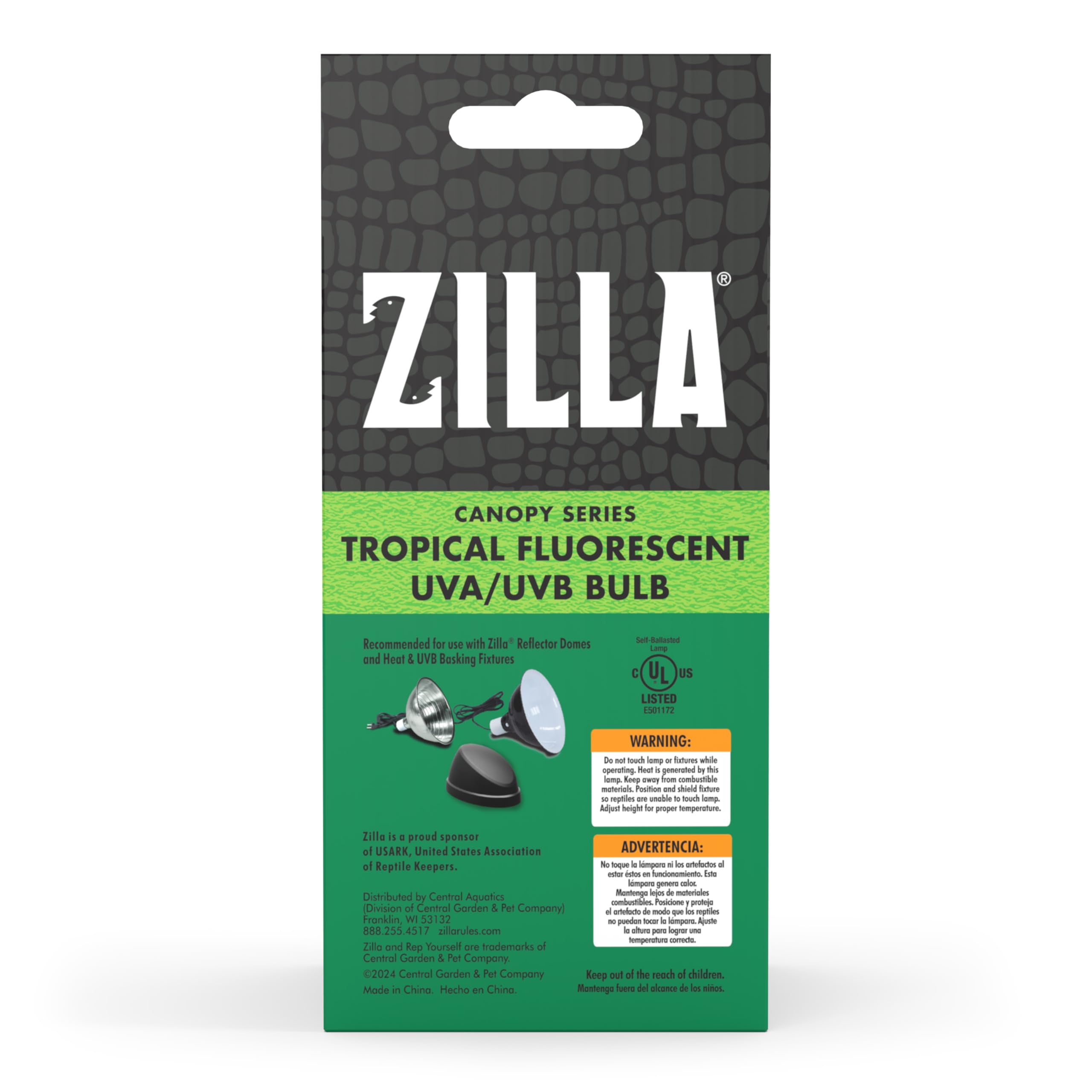 Zilla Canopy low intensity UVB/UVA lighting offers gentle canopy-friendly spectrum.