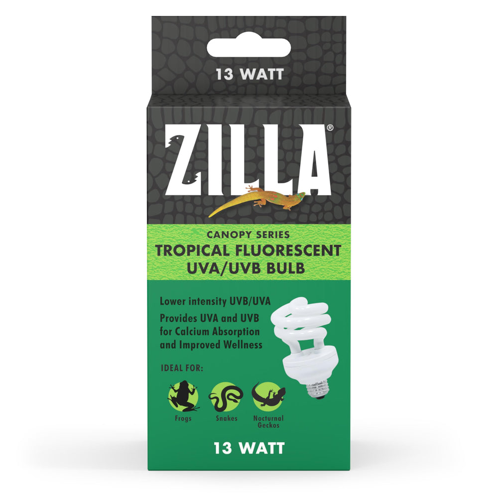 Zilla Canopy tropical frogs, snakes, and geckos thrive with canopy bulb.