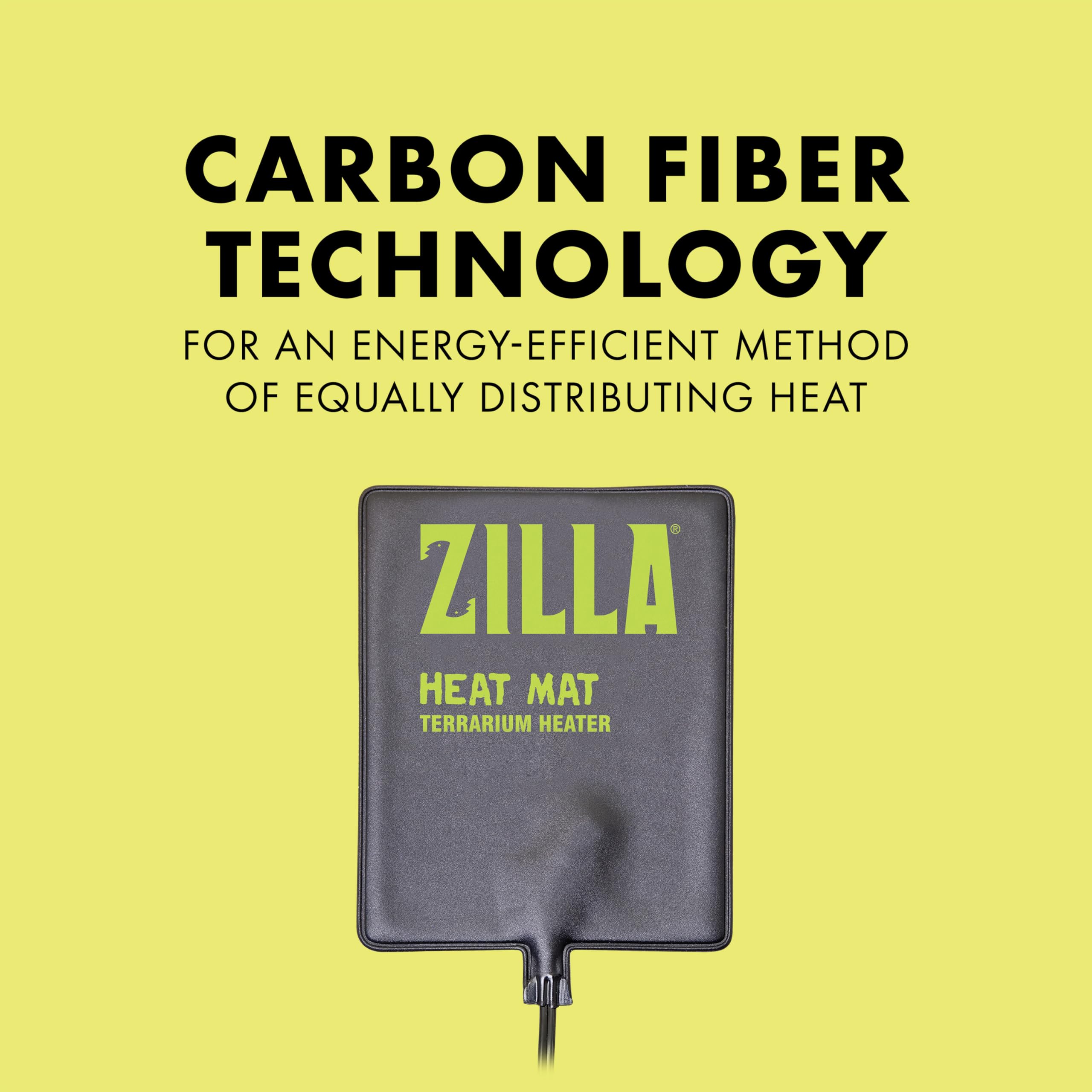 Zilla Heat Mat carbon-fiber technology delivers even infrared warmth across the enclosure.