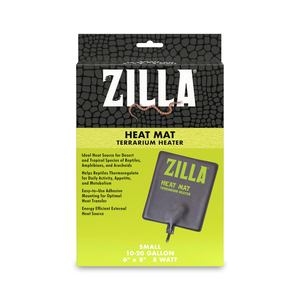 Zilla Heat Mat adhesive-back installation ensures secure heat transfer in terrarium.