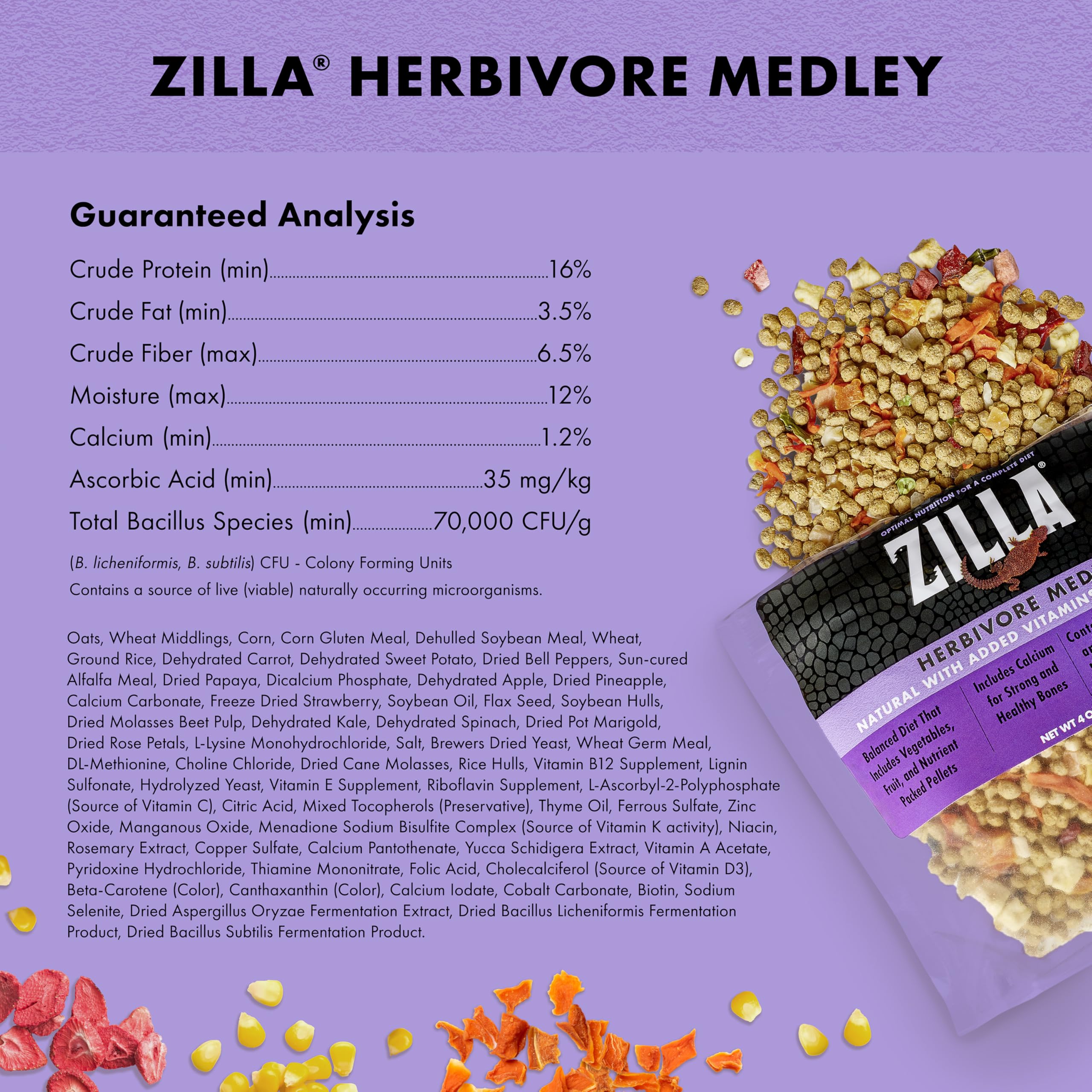 Tortoise nutrition with Zilla Herbivore Medley calcium-rich mix