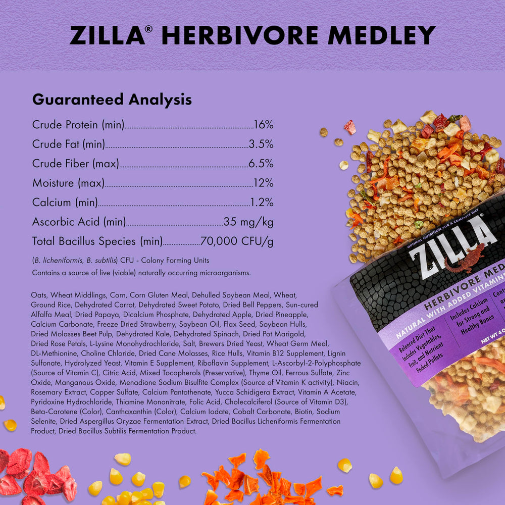 Tortoise nutrition with Zilla Herbivore Medley calcium-rich mix