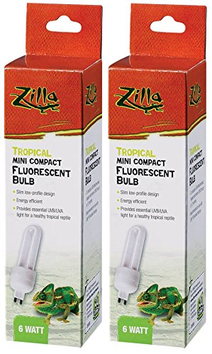 Zilla mini compact tropical fluorescent bulb 6W in 2-pack for tropical UVB simulation