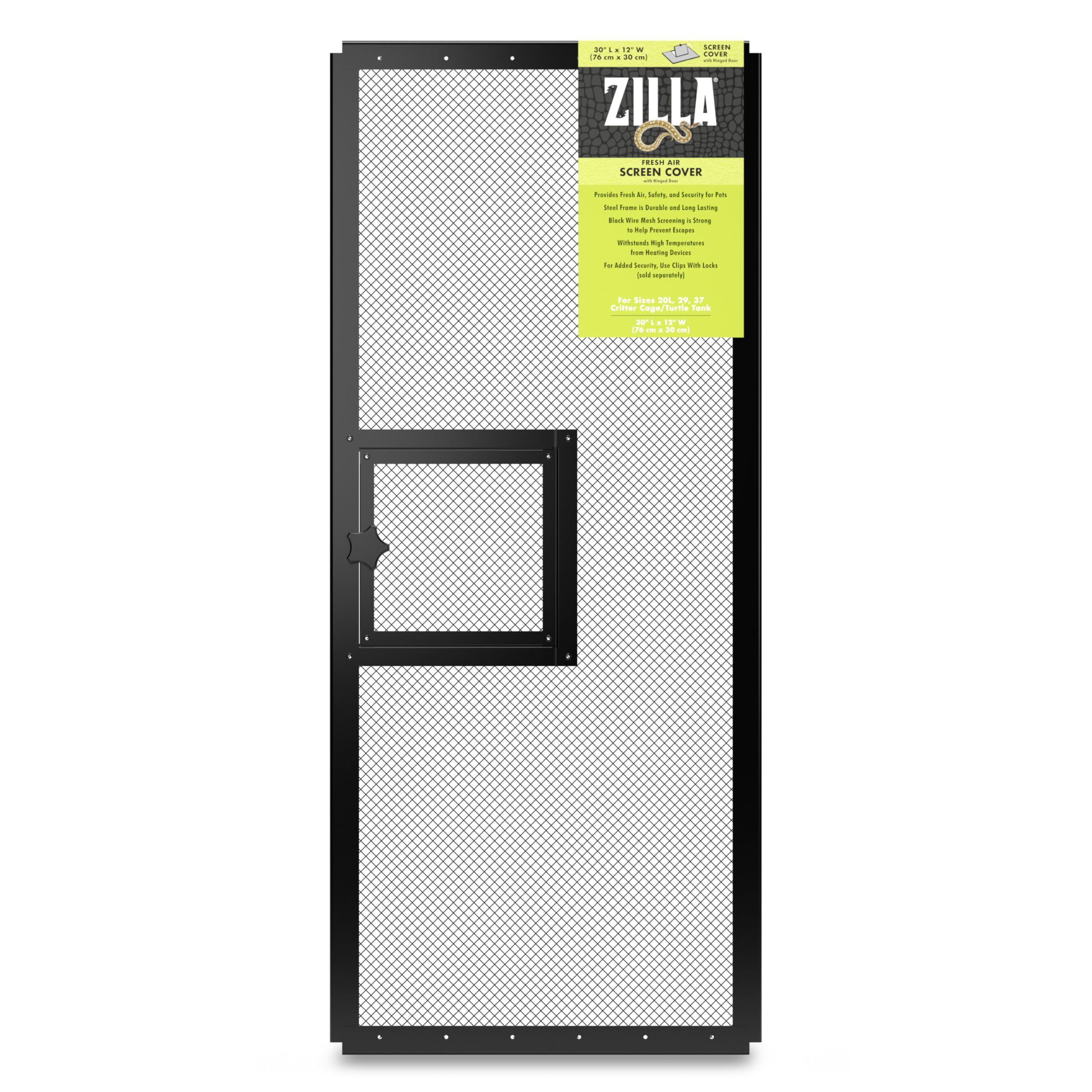 Zilla Pet Reptile screen cover hinged door for easy feeding access and secure enclosure.