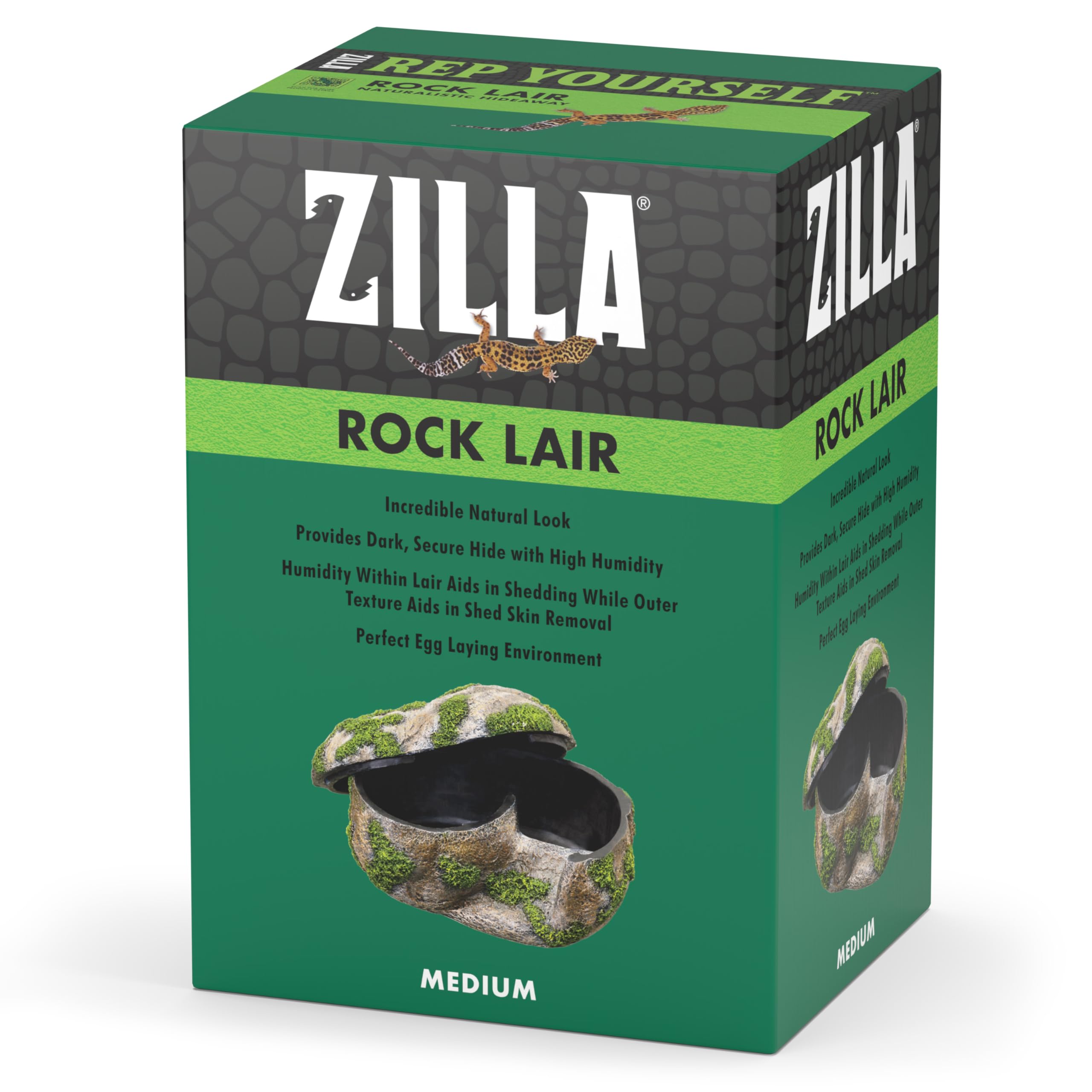 Zilla pet terrarium rock lair side entrance for easy access and airflow.