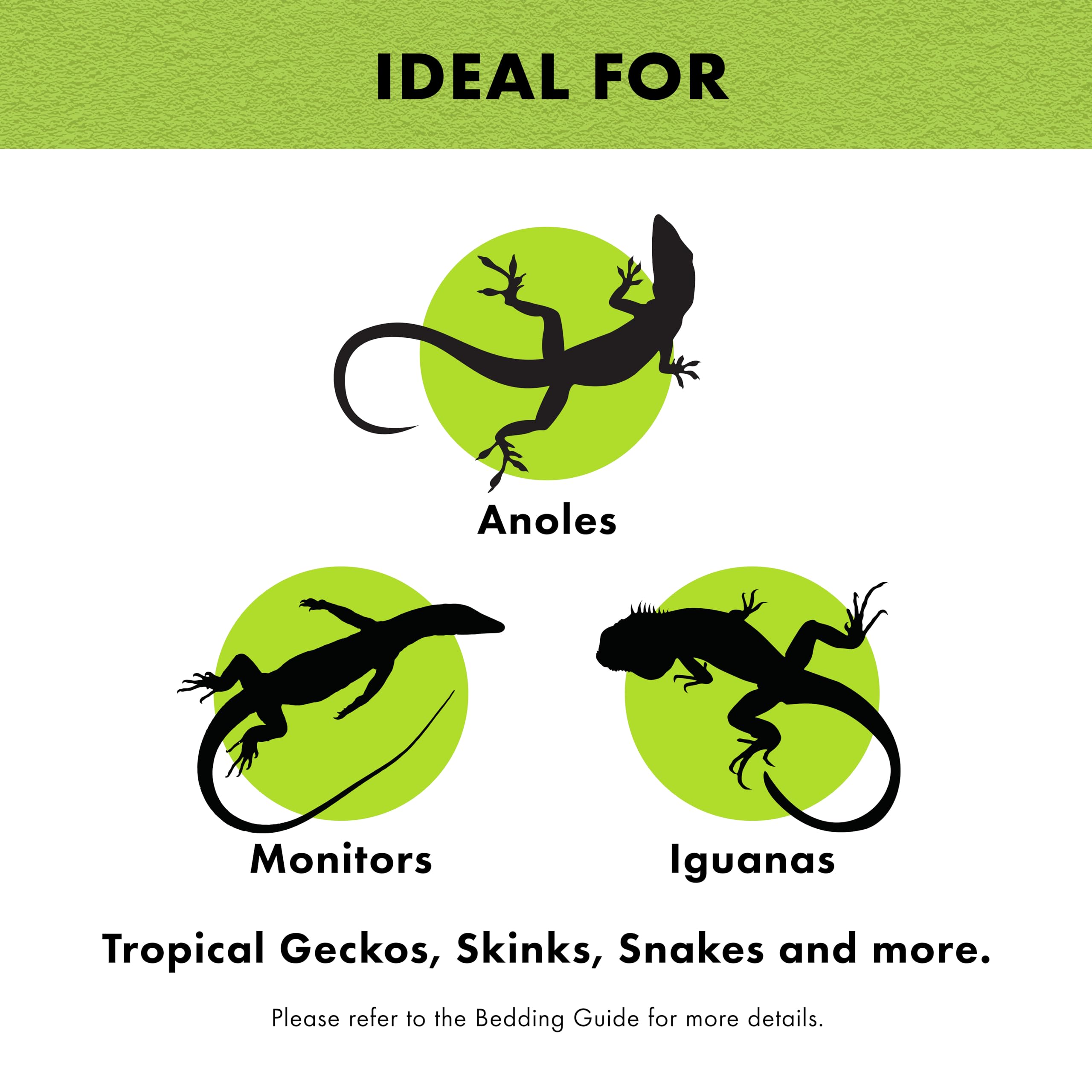 Zilla terrarium liner odor-control highlights enzyme-treated odor reduction.