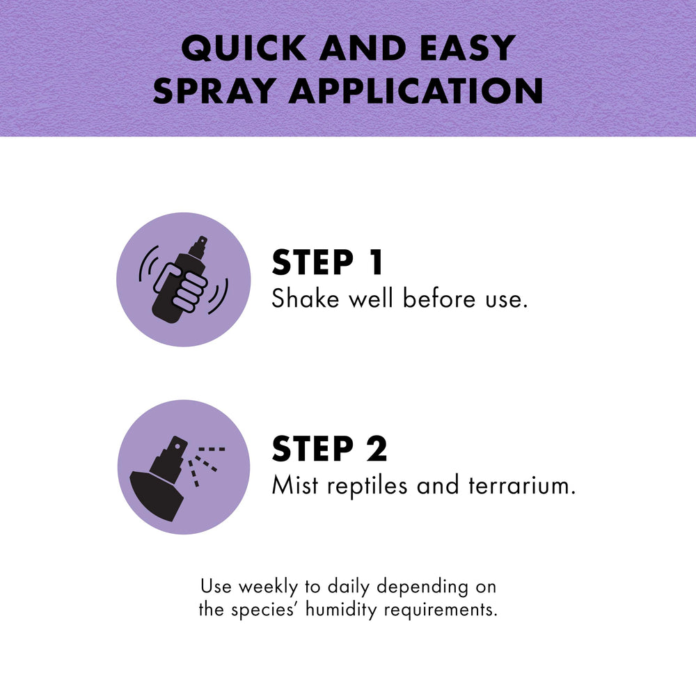 Zilla Tropical Mist application on enclosure emphasizes quick, easy dampening of habitat.