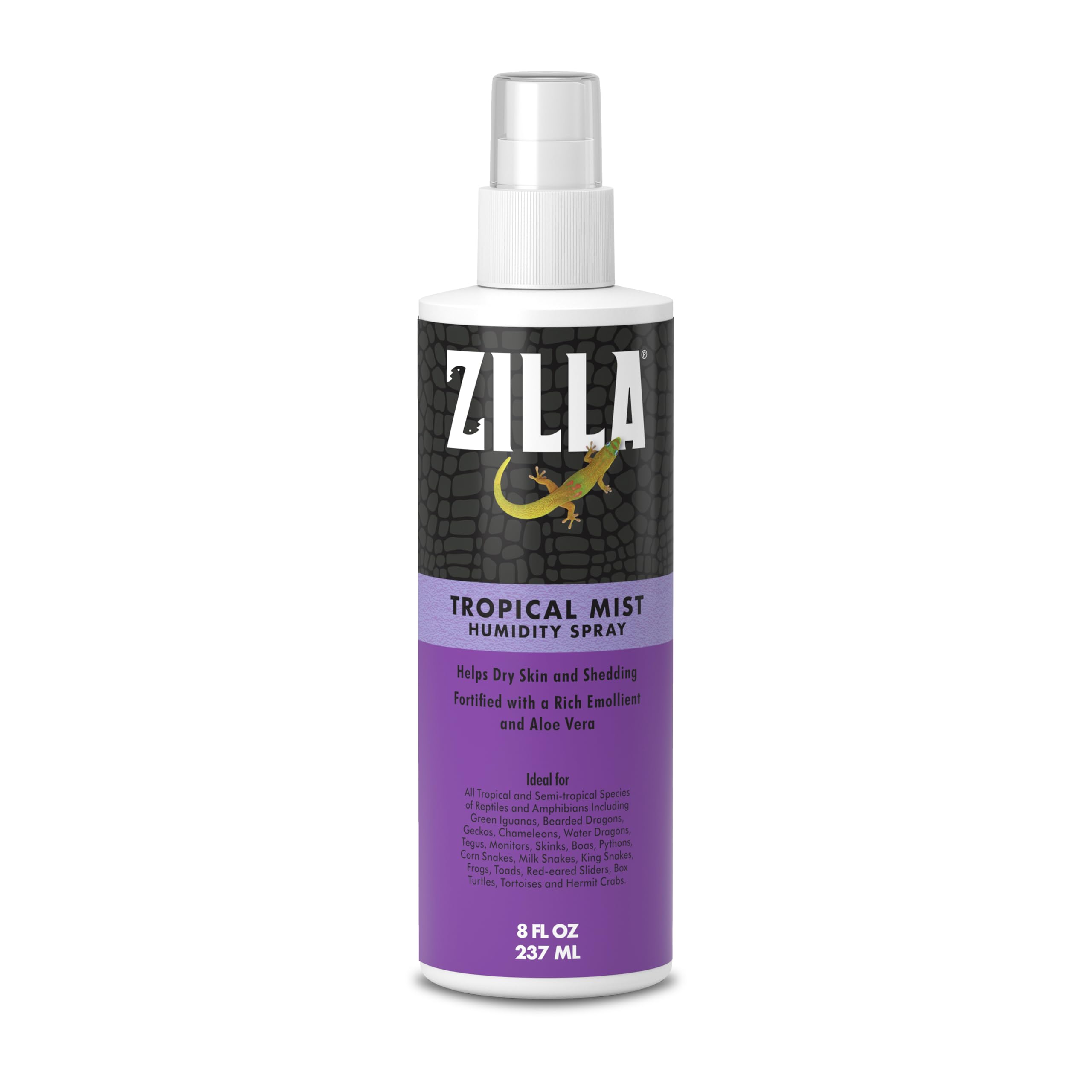 Zilla Tropical Mist bottle front promotes terrarium hydration.