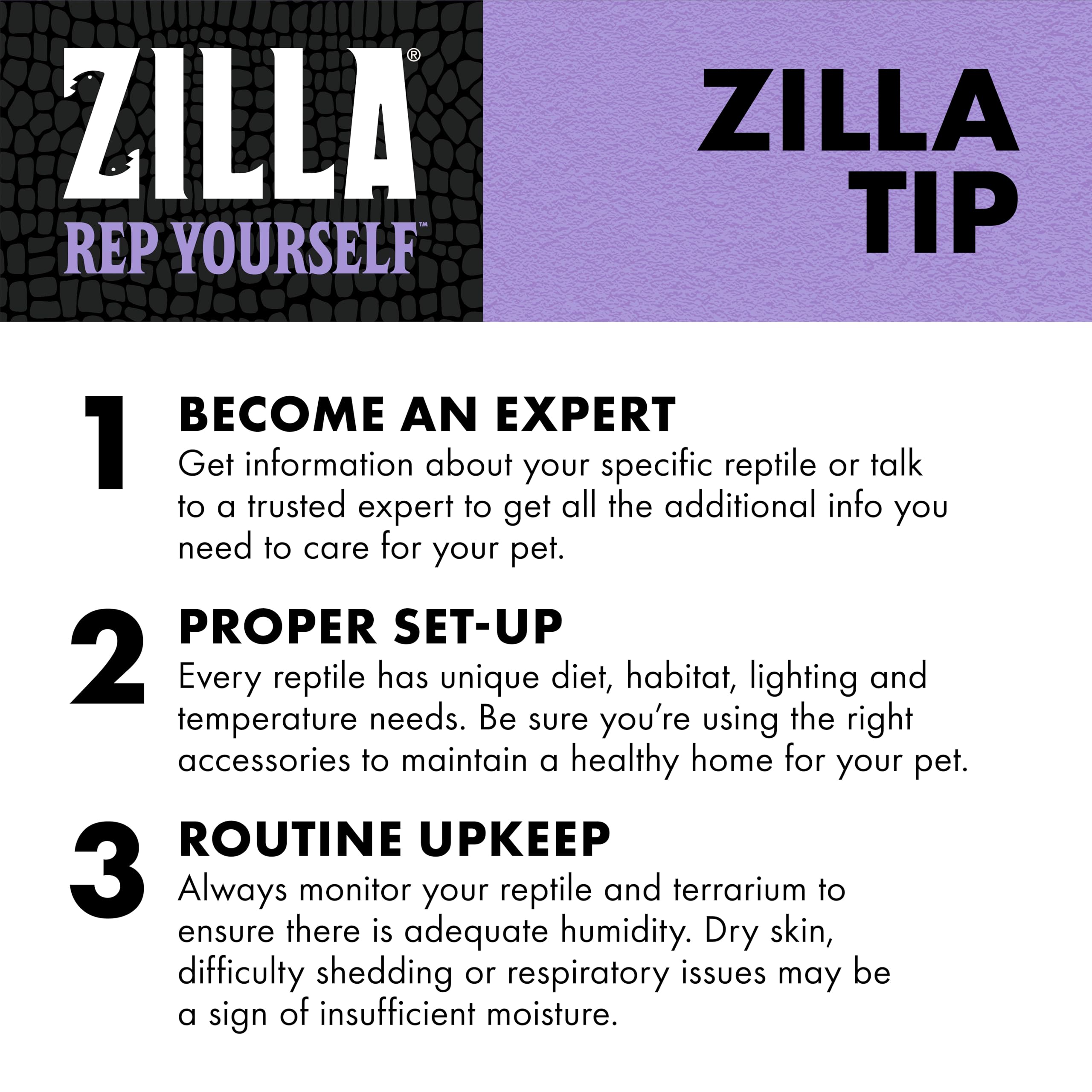 Zilla Tropical Mist bottle with gecko in background indicates compatibility with multiple reptiles.