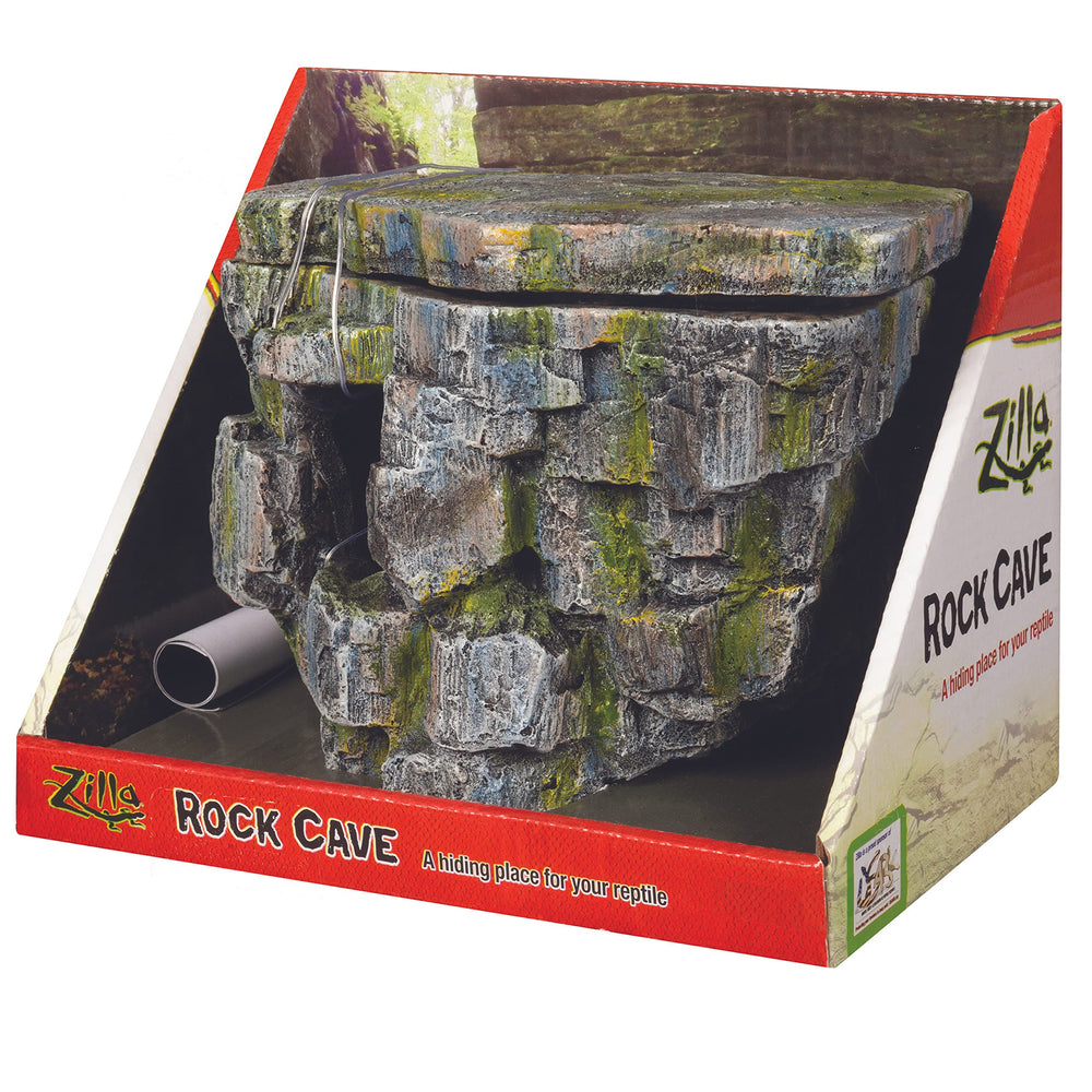 Zilla Vertical Decor Rock Cave mounts firmly on glass for secure enclosures