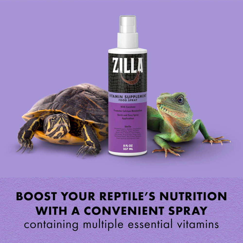 Zilla vitamin supplement spray dispensing close-up aiding quick administration.