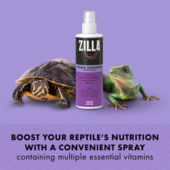 Zilla vitamin supplement spray dispensing close-up aiding quick administration.
