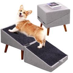 Ziluce dog ramp couch-extended helps small and senior dogs reach the sofa safely.
