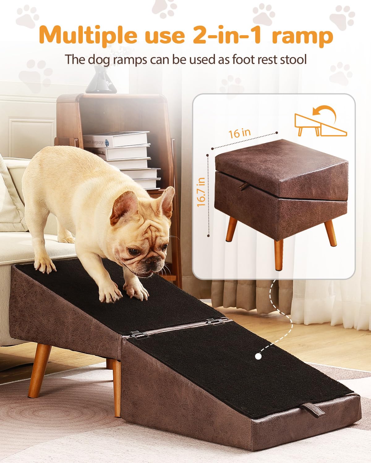 Ziluce dog stairs couch-access helps pets reach the couch with ease.