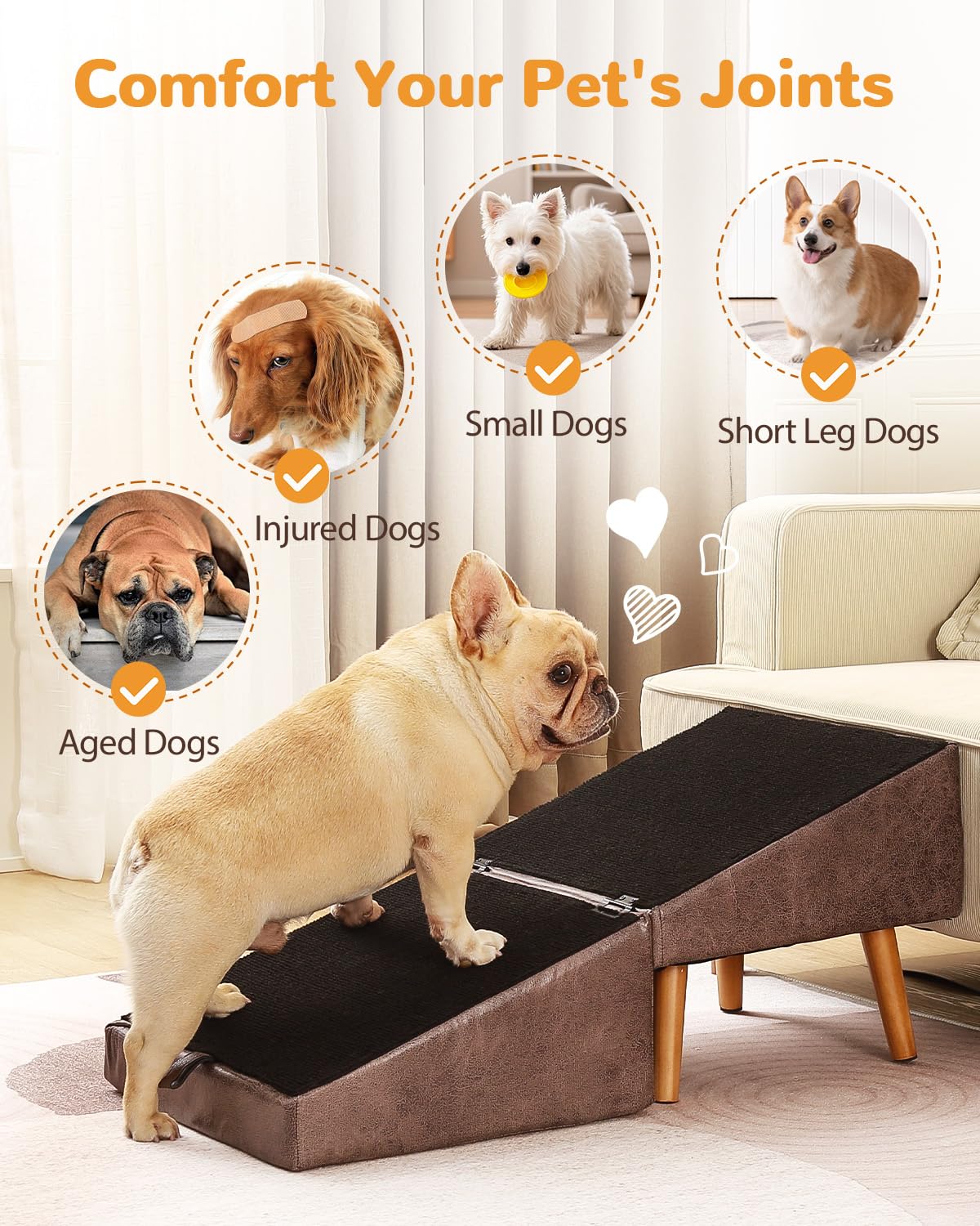 Ziluce dog stairs foldable-2in1-design allows compact storage and versatile use.