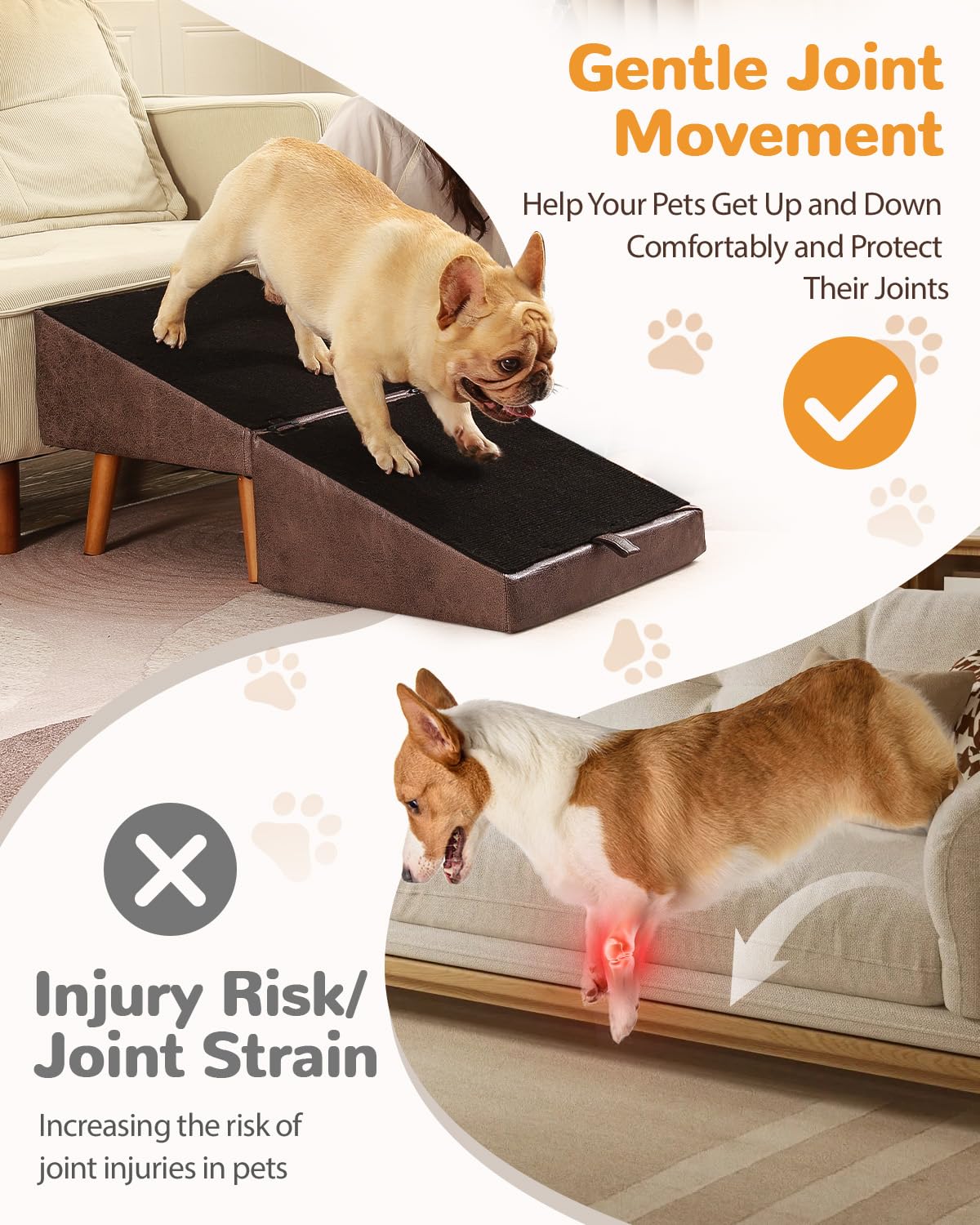 Ziluce dog stairs split-ottoman offers extra seating when not in use.