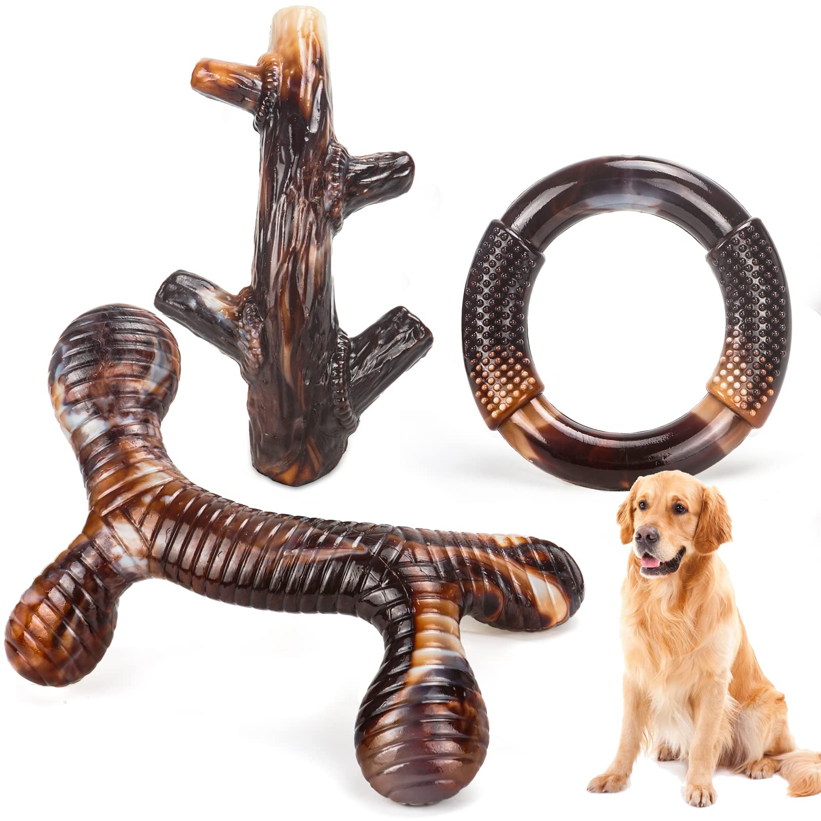 Zimtty dog toys 3-pack indestructible chew toys offer long-lasting fun for aggressive chewers during playtime.