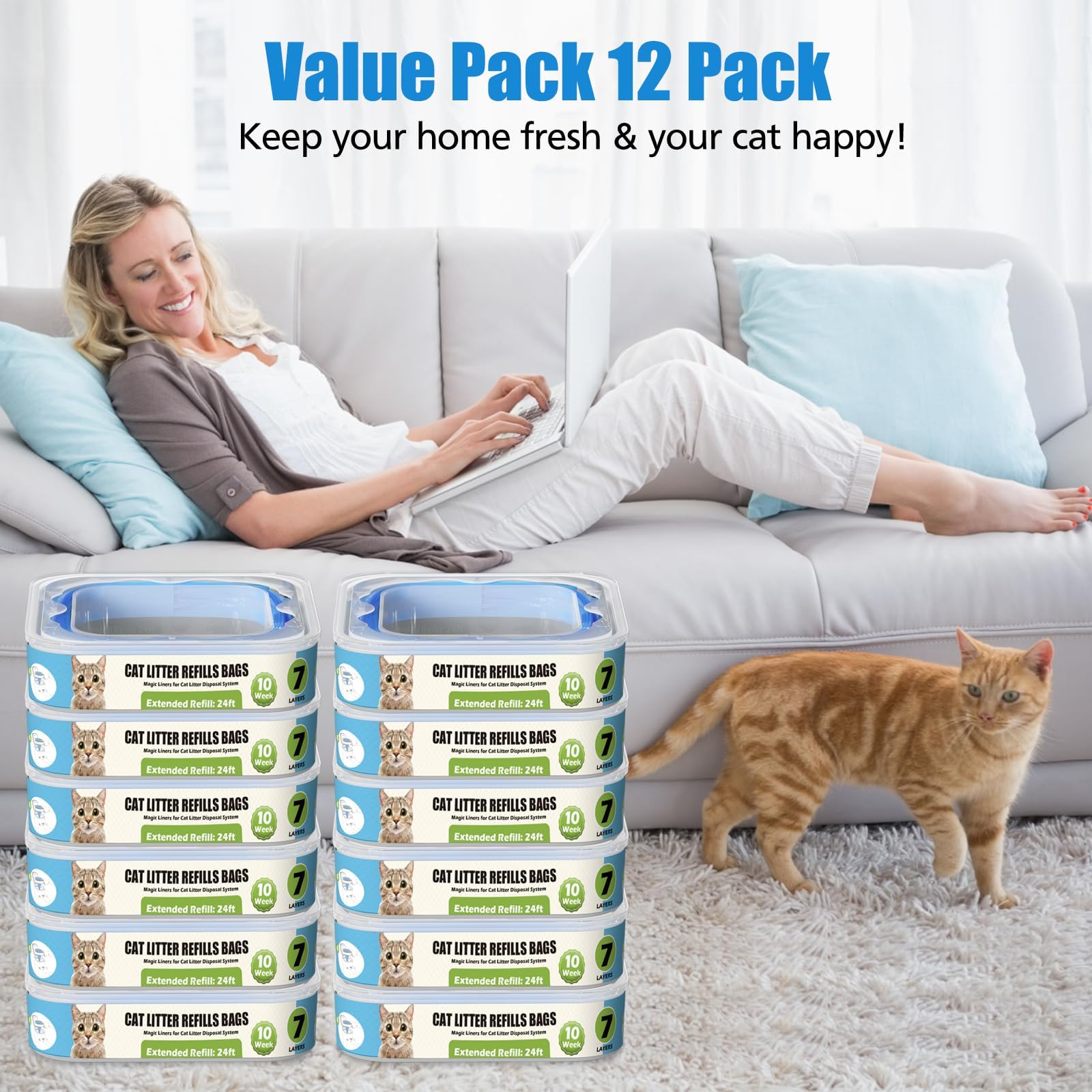 Zippland long-lasting refills reduce litter mess around the pail area.