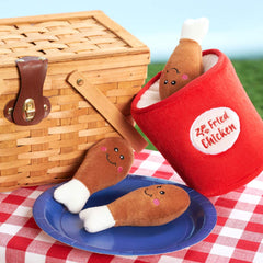 ZippyPaws Burrow Miniz squeaky chicken visible for engaging sound-based play
