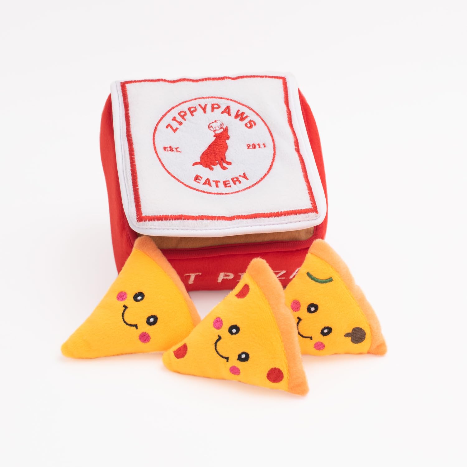 ZippyPaws Burrow Pizza Box machine washable design makes cleanup easy.