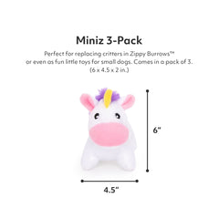 ZippyPaws Burrow Replacement Miniz unicorns inside a Burrow for hide-and-seek fun.
