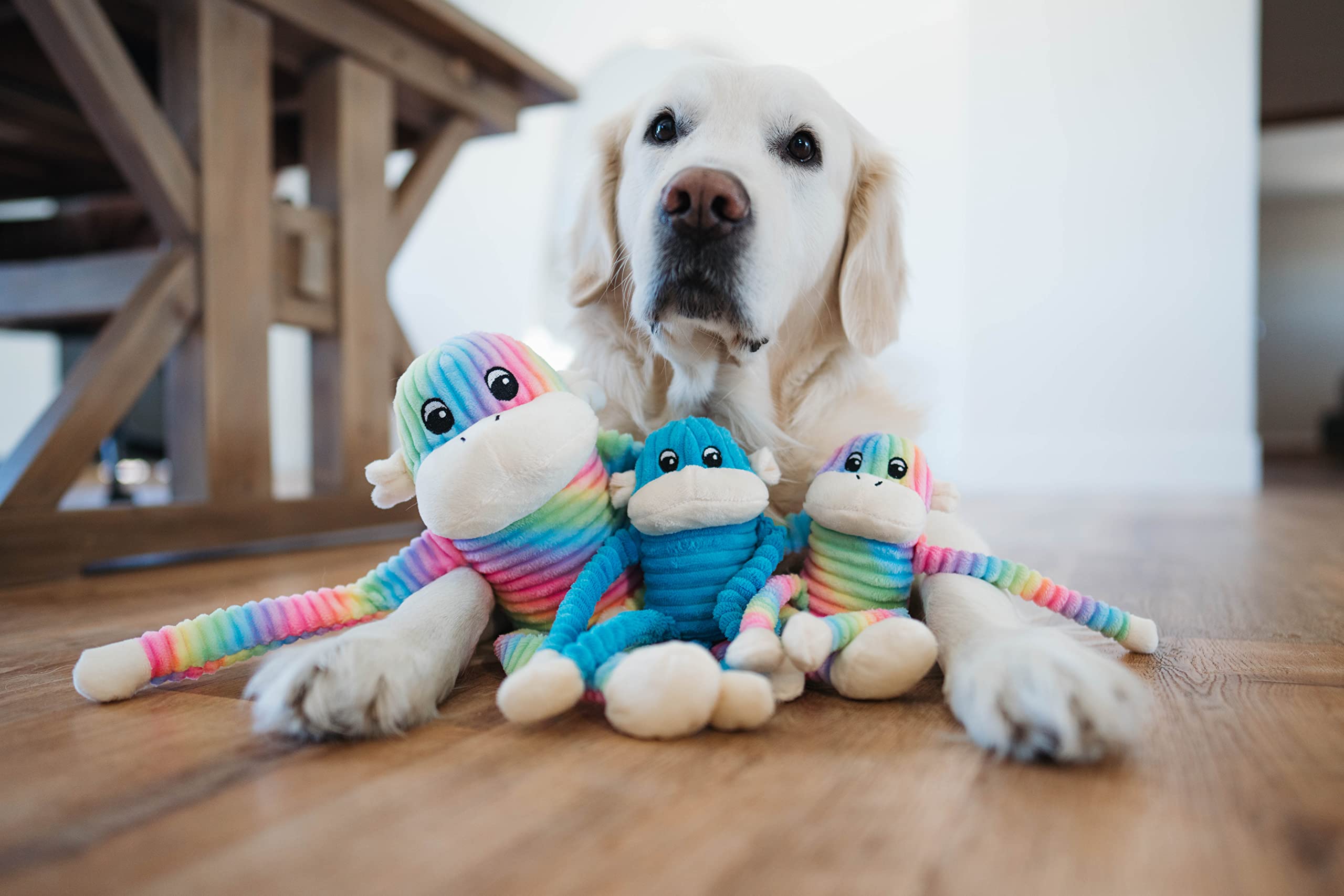 ZippyPaws Crinkle Monkey stuffing offers soft, safe snuggle potential.