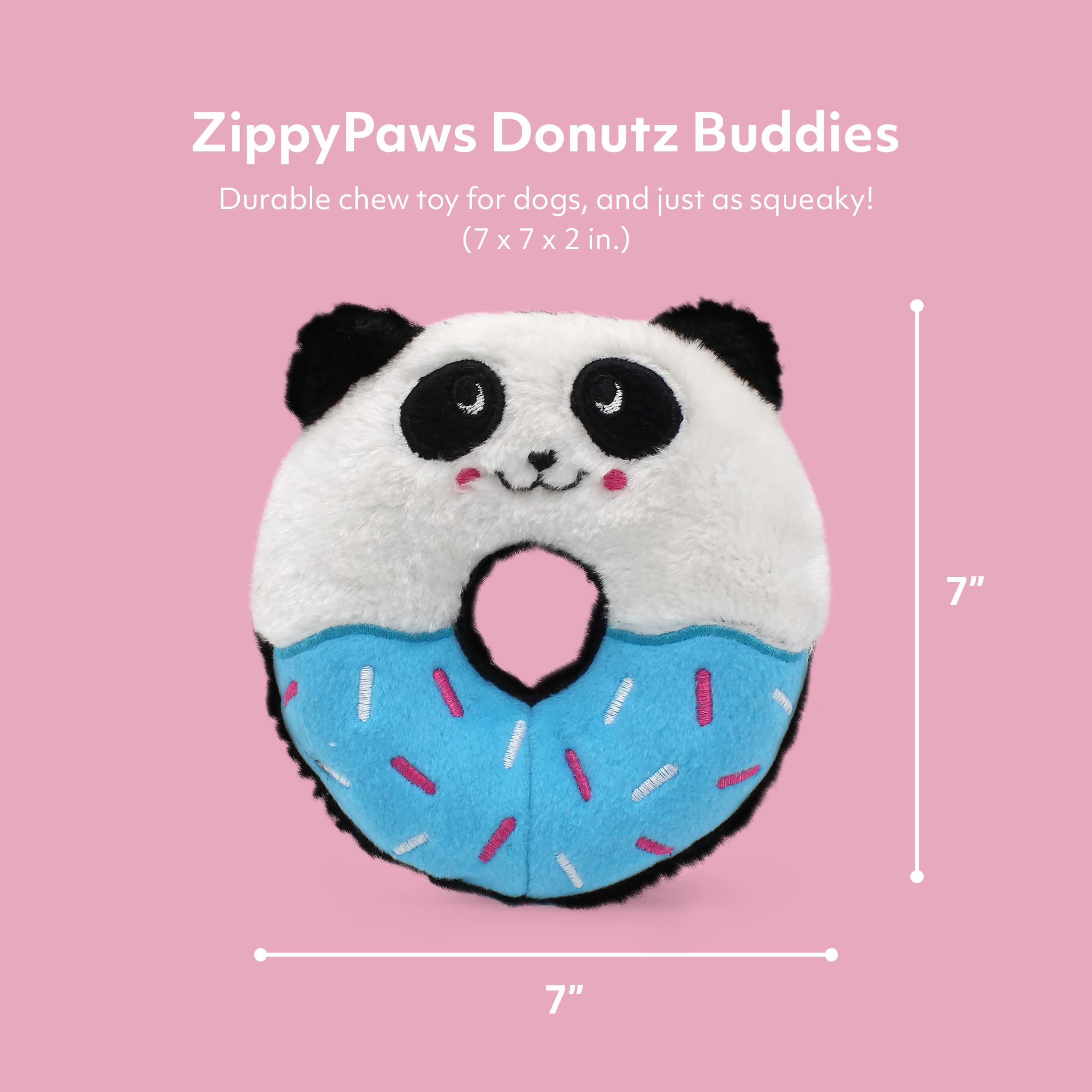 ZippyPaws Donutz Buddies panda donut toy with two crescents squeakers