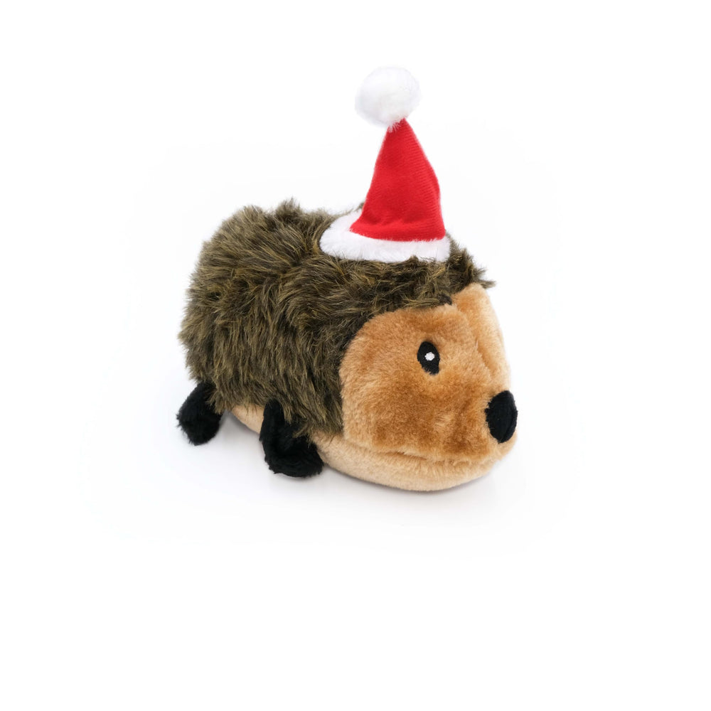 ZippyPaws Holiday Hedgehog Santa hat close-up for interactive play