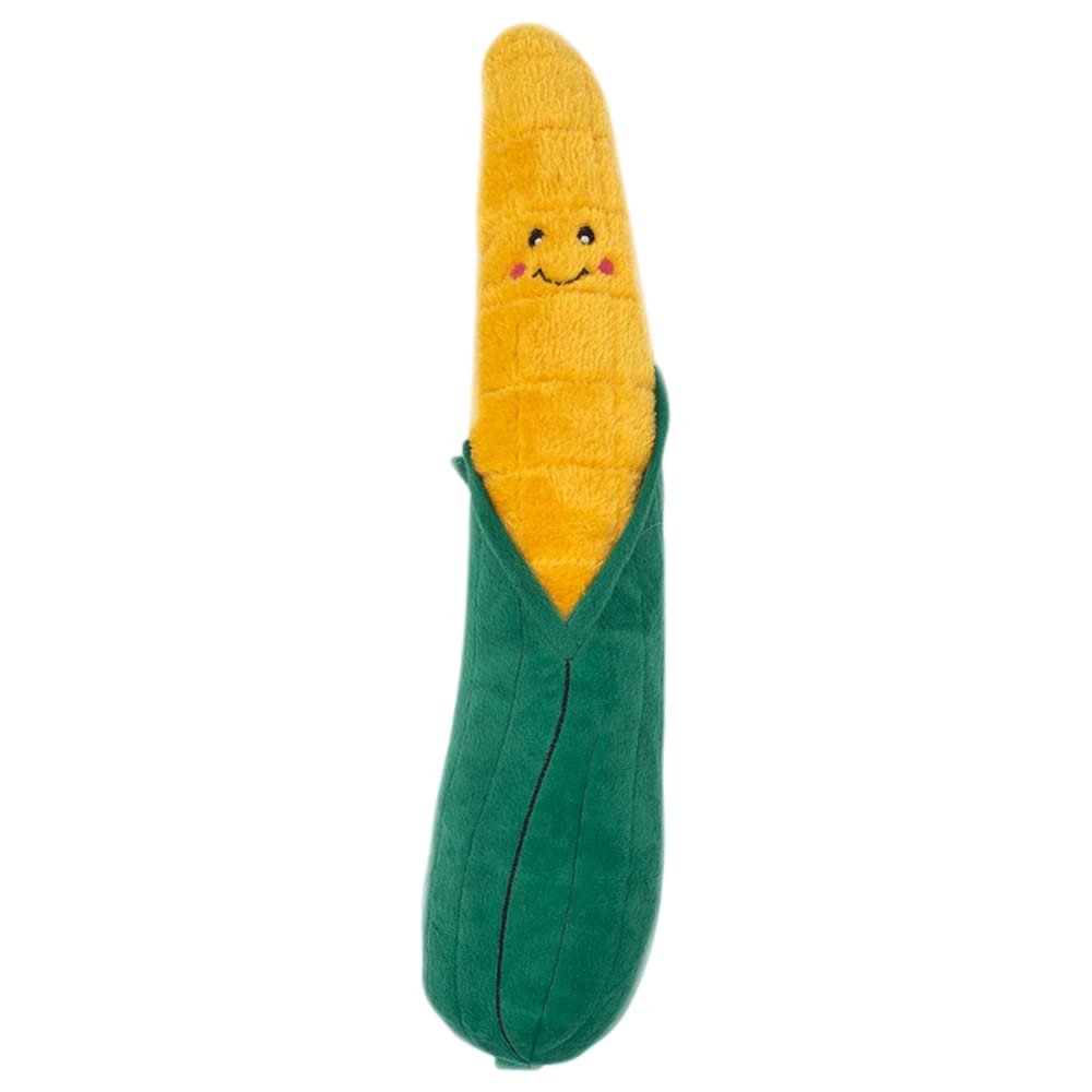 ZippyPaws Jigglerz Corn toy close-up showing interactive squeaker for playful engagement