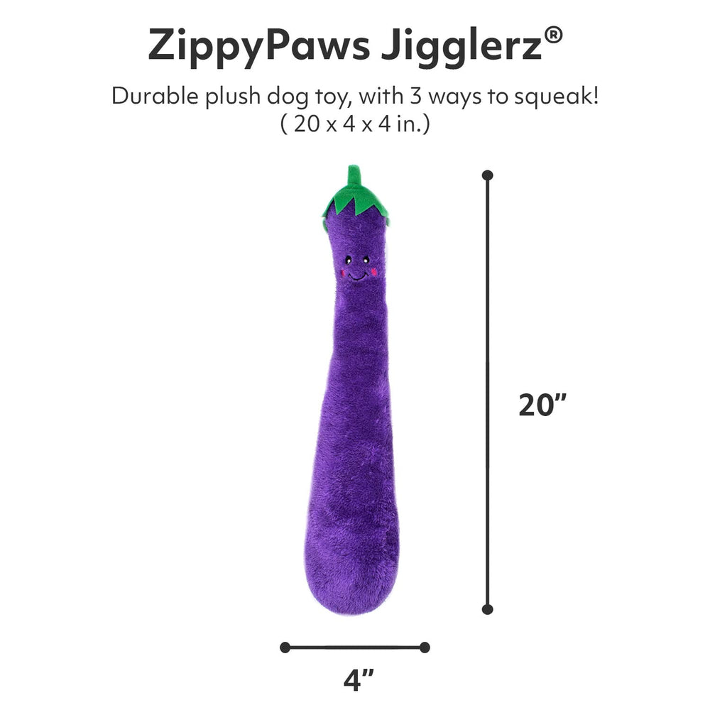 ZippyPaws Jigglerz Eggplant suited for all sizes, ideal for snuggling or fetch.