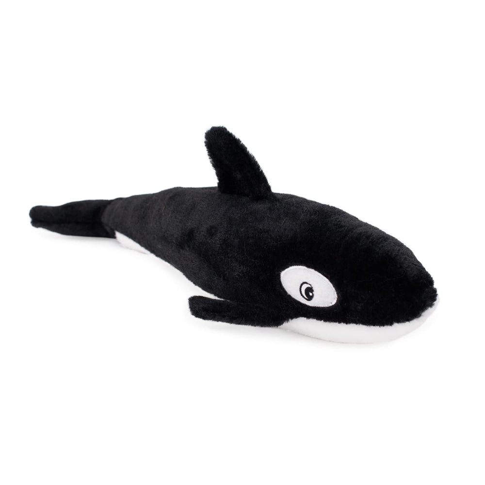 ZippyPaws Jigglerz Killer Whale stitched details emphasize long lasting safe puppy entertainment