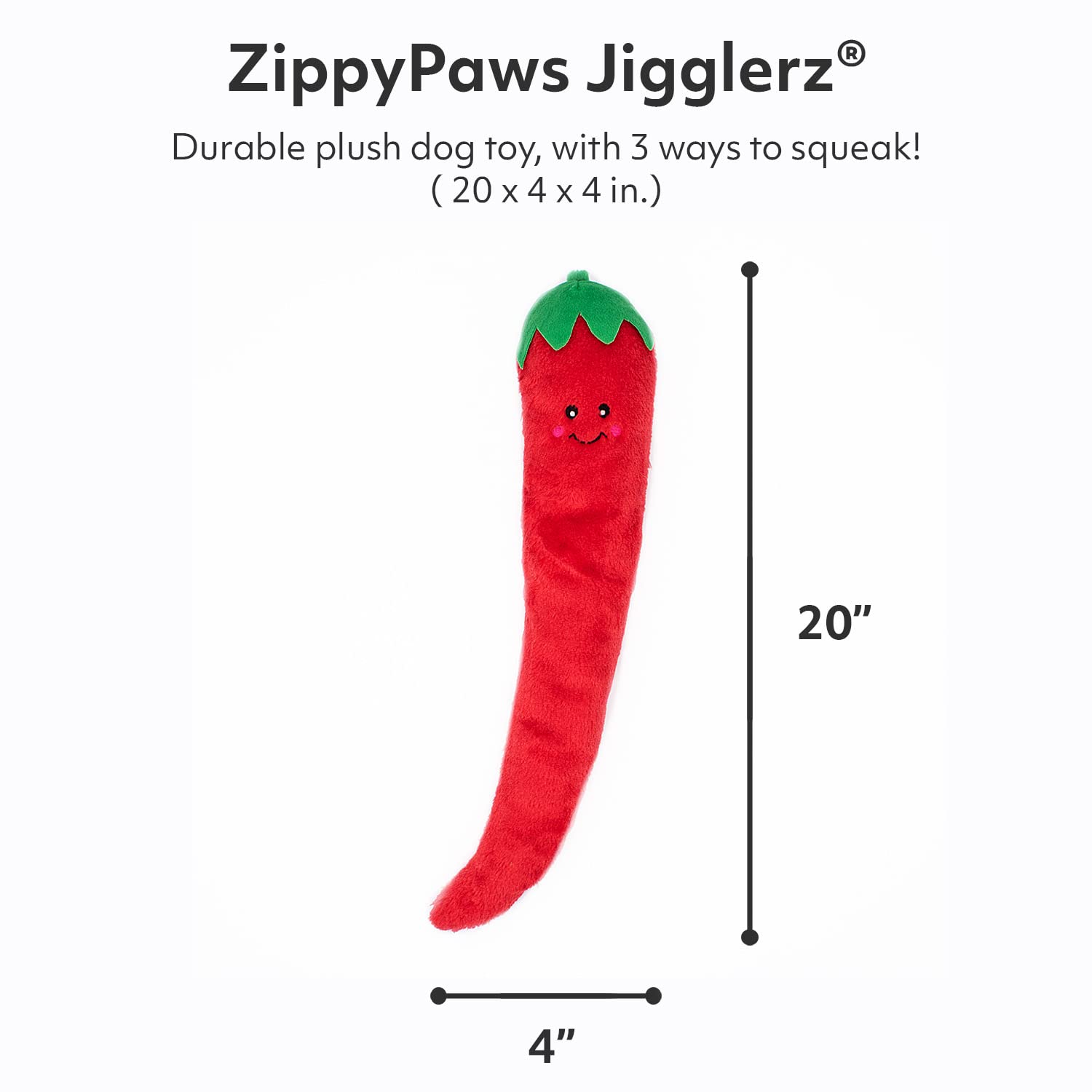 ZippyPaws Jigglerz Pepper stitch detail image conveys soft, cuddly toy for snuggle and carry