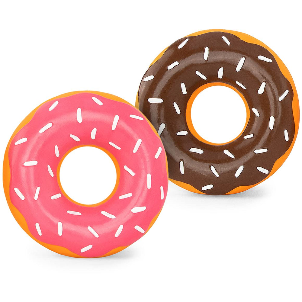 ZippyPaws Latex Donutz chocolate donut toy closeup highlights durable teething chew