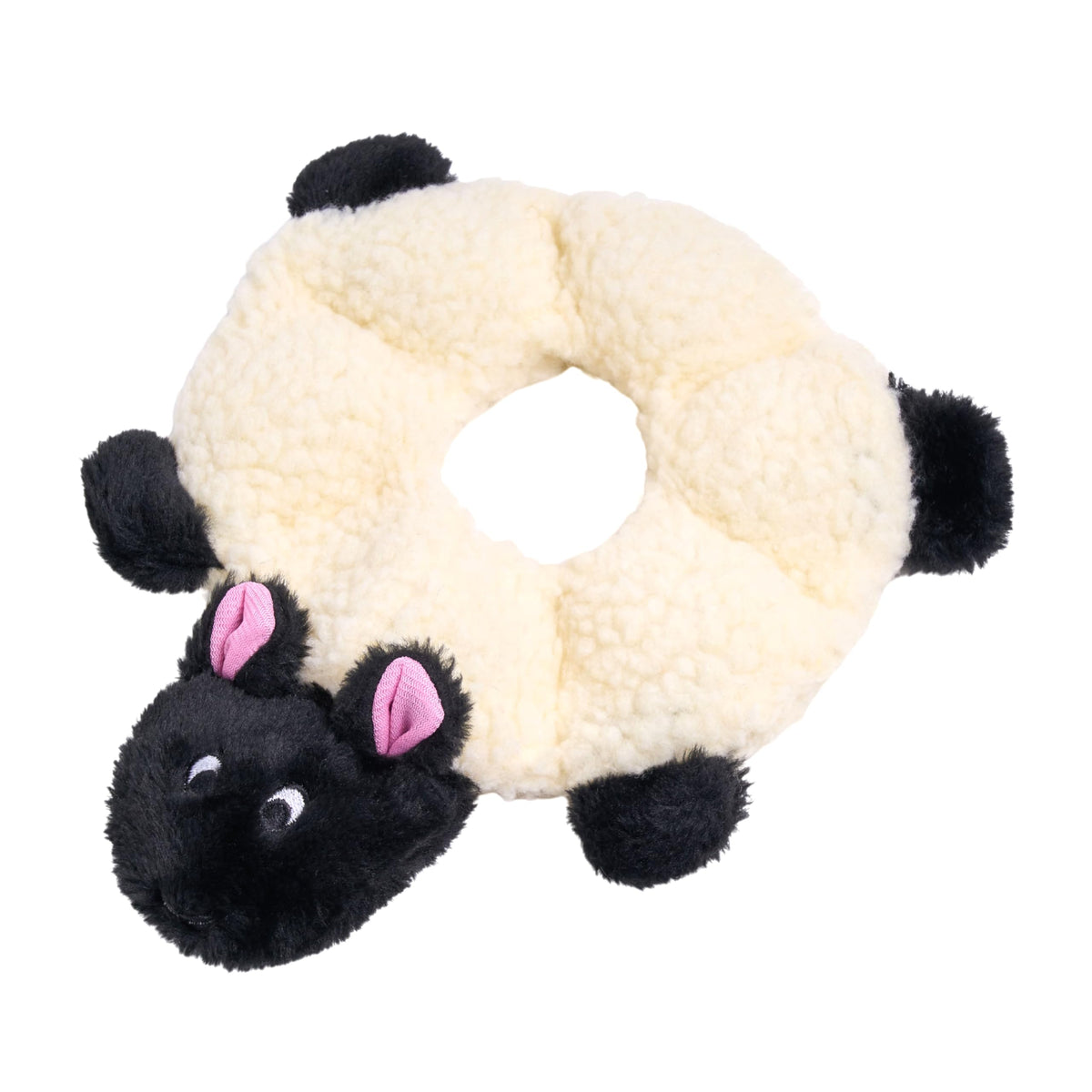 ZippyPaws Loopy no-stuffing sheep front view for mess-free play