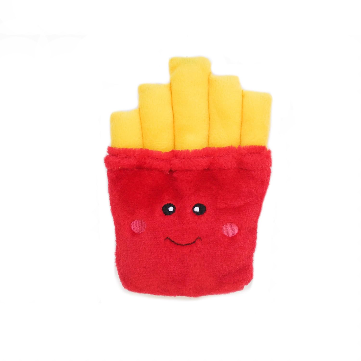 ZippyPaws NomNomz Fries toy close-up with squeaker for interactive play.