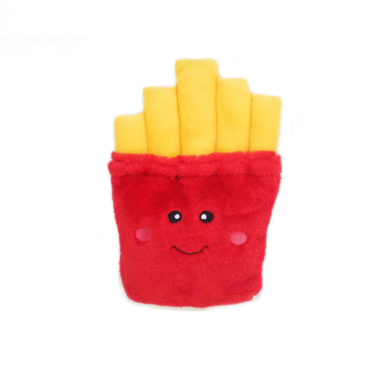 ZippyPaws NomNomz Fries toy close-up with squeaker for interactive play.