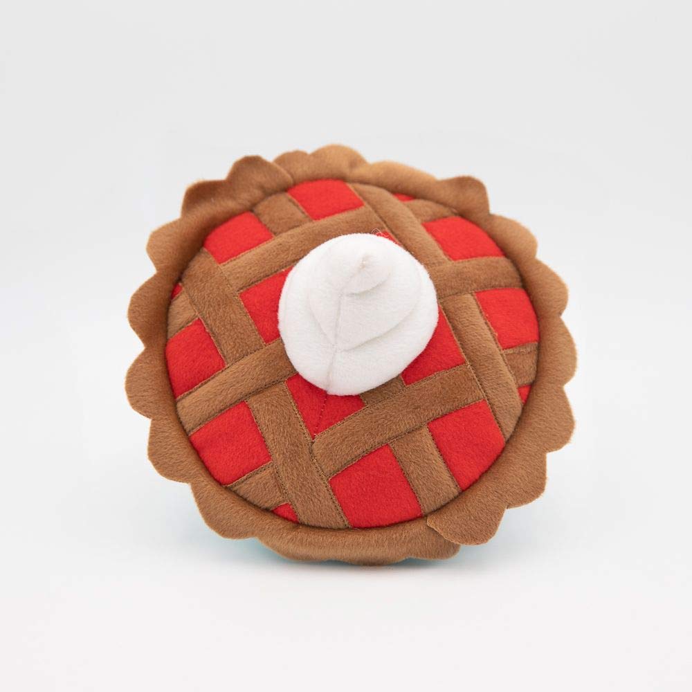 ZippyPaws Pumpkin Pie plush detail showing whipped cream and lattice trim for cute playtime.