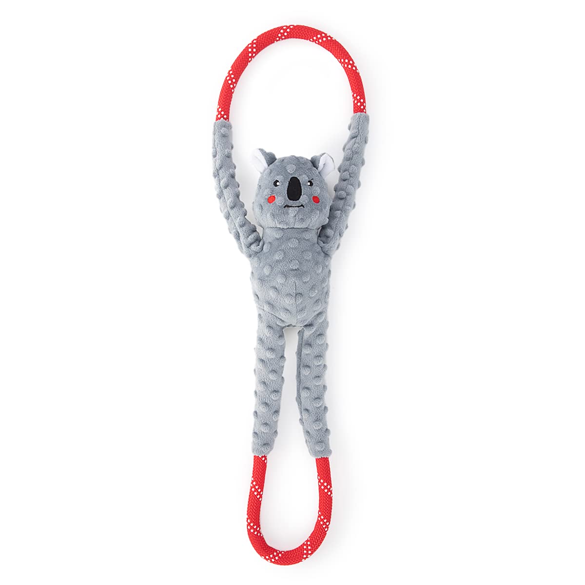 ZippyPaws RopeTugz Koala close-up with squeaker for engaging chew play.